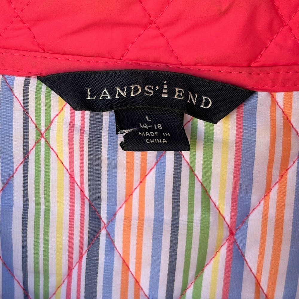 Lands End Pink Quilted Jacket Thermolite Sz Large Preowned - Picture 2 of 5